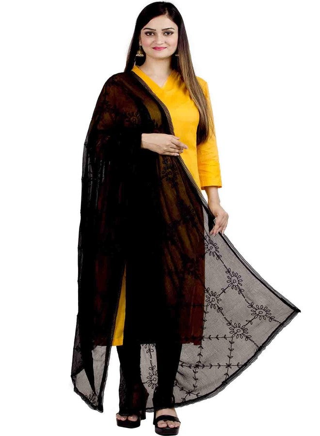 Chandrakala Chiffon Dupatta for Women,Shawl Scarf Wrap Chunni Pitch Black (D285BLA) - Image 1